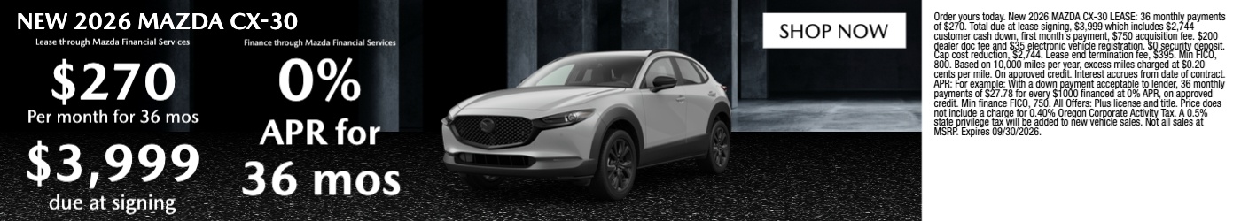NEW MAZDA CX-30 FOR SALE & LEASE | MEDFORD, OR | Crater Lake Mazda